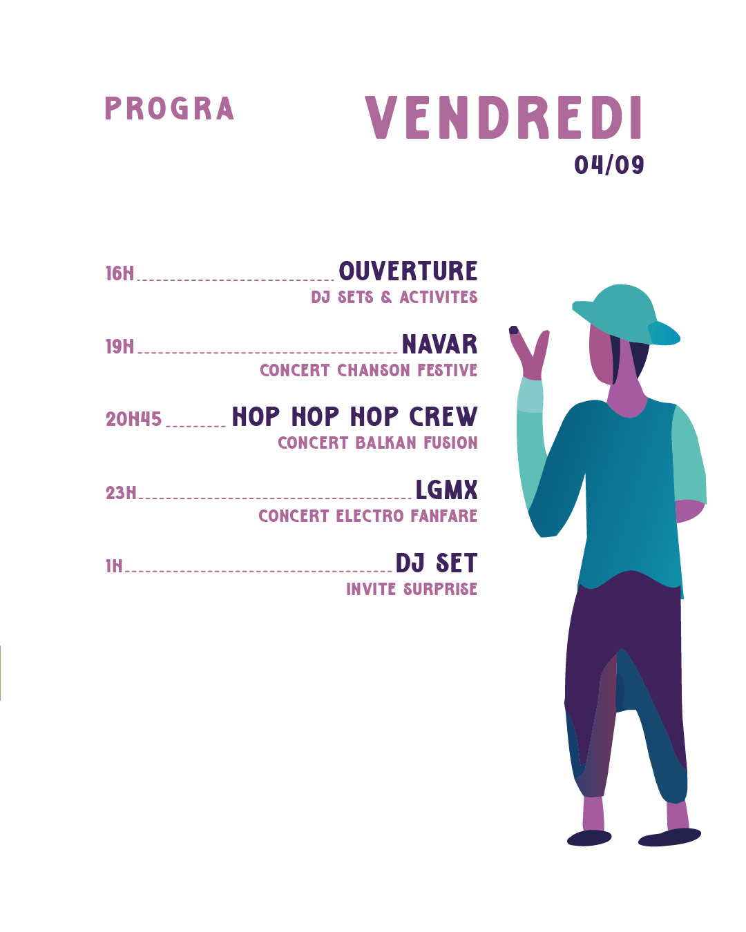Progra Vendredi 4 septembre 2026 / Navar, Hop Hop Hop Crew, LGMX